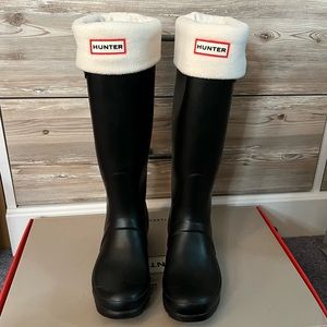 Hunter Tall Rain Boot Zipper Back Black/Midnight/Navy